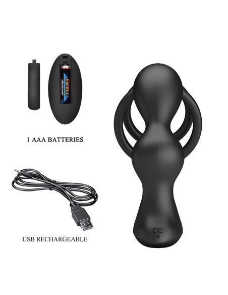 Mr play - anillo para pene con plug anal con vibración control remoto