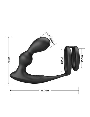 Mr play - anillo para pene con plug anal con vibración control remoto