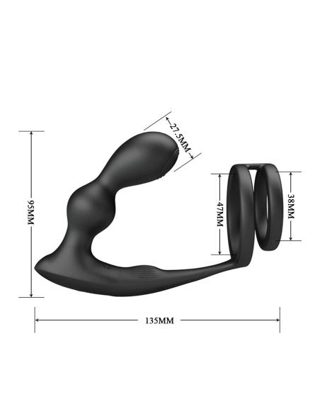 Mr play - anillo para pene con plug anal con vibración control remoto