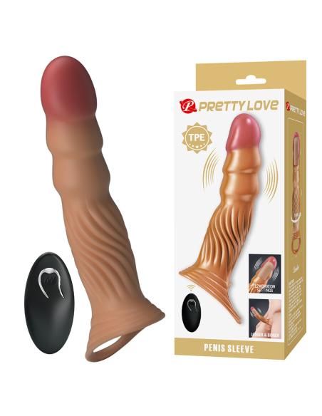 Pretty love - funda para pene texturizada con vibración y control remoto