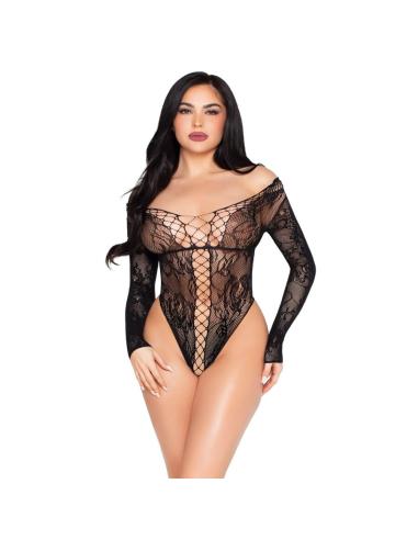 Leg avenue - 89370 teddy de red y encaje negro - talla única