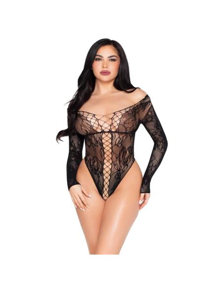 Leg avenue - 89370 teddy de red y encaje negro - talla única