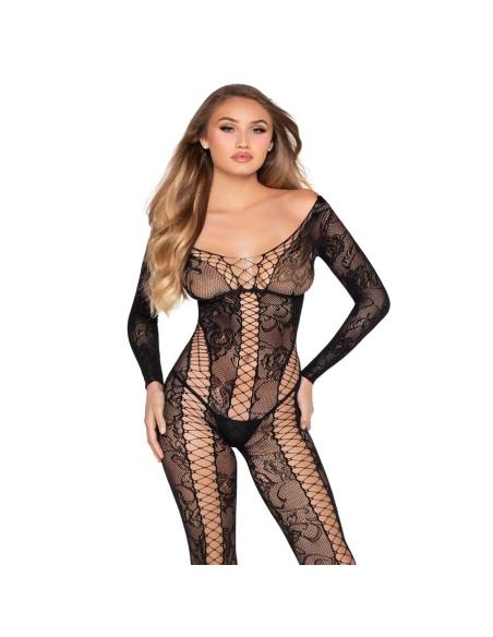 Leg avenue - 89369 jumpsuit de red y encaje negro - talla única