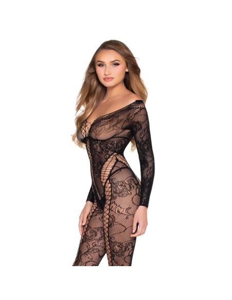 Leg avenue - 89369 jumpsuit de red y encaje negro - talla única
