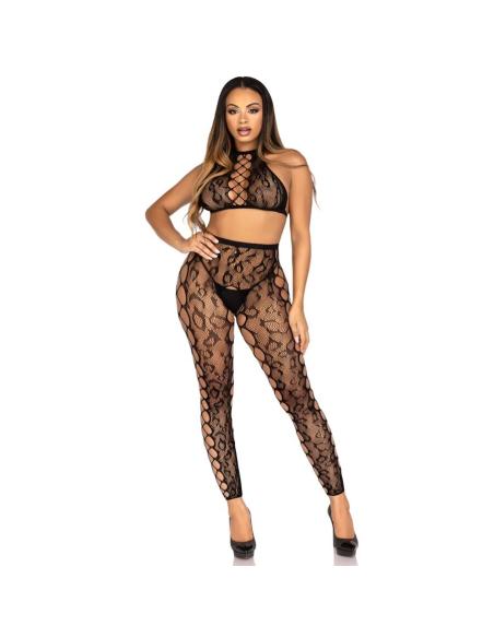 Leg avenue - 89372 crop top y medias sin entrepierna negro - talla única