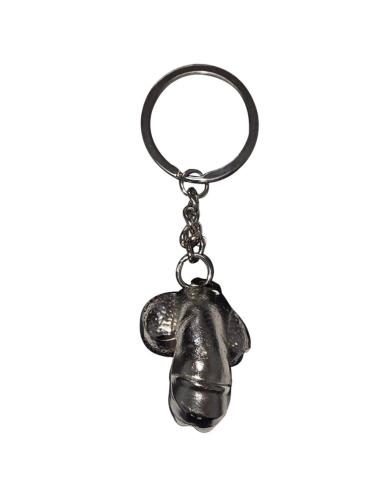Diablo picante - llavero metal pene encogido plata