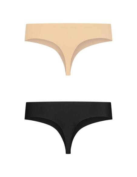 Bye-bra - pack 2 tangas invisibles beige y negro talla s