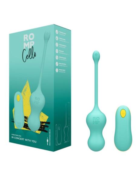 Romp - cello huevo vibrador multifunción turquesa control remoto