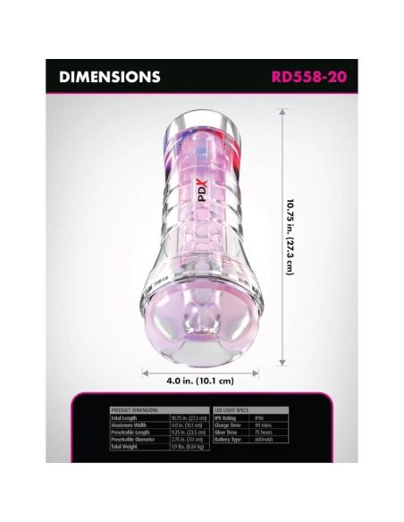 Pdx elite - masturbador transparente viewtube xxl led stroker 27.3 cm