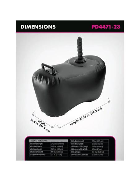 Fetish fantasy series - sillón hinchable body dock con dildo 69,2 cm negro