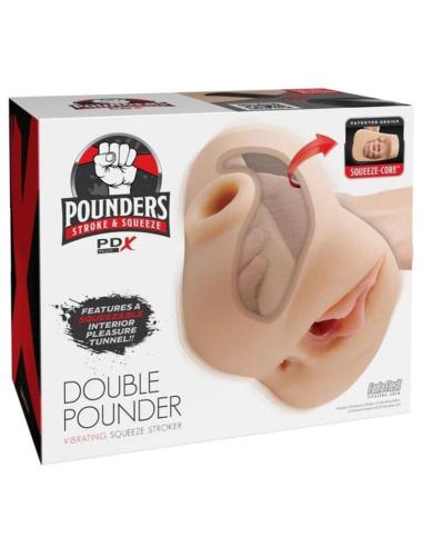 Pdx plus - masturbador doble vibrador double pounder squeeze light 20.5 cm