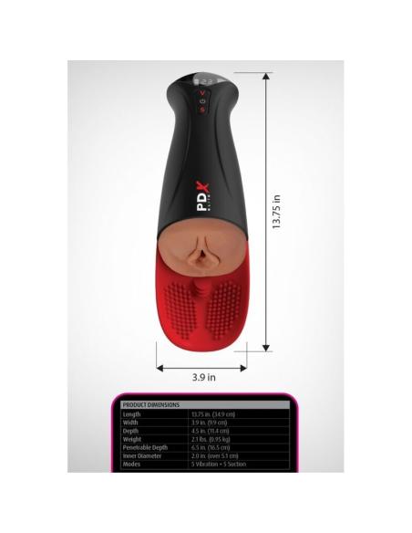 Pdx elite - masturbador automático fap-o-matic pro xl vibrador marrón 34.9 cm