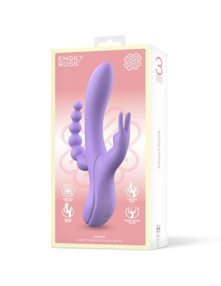 Lindsay Vibrador con Cadena Anal Silicona Líquida Unibody Flexible 2 Motores
