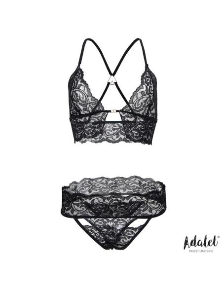 Ella Set Sujetador, Tanga, Antifaz y Esposas de Encaje