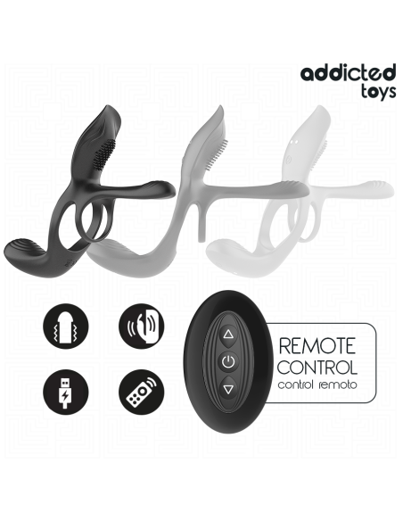 Addicted toys - anillo doble para el pene con estimulador de clítoris