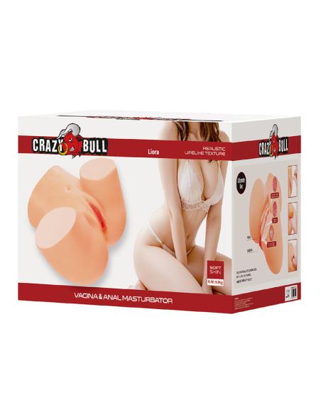 Crazy bull - liora masturbador vaginal y anal doble xxl con vibración