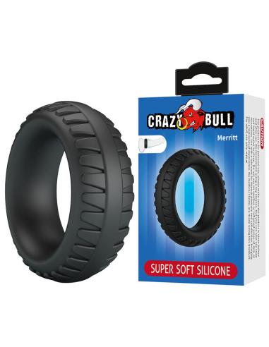 Crazy bull - merritt anillo para pene texturizado silicona negro