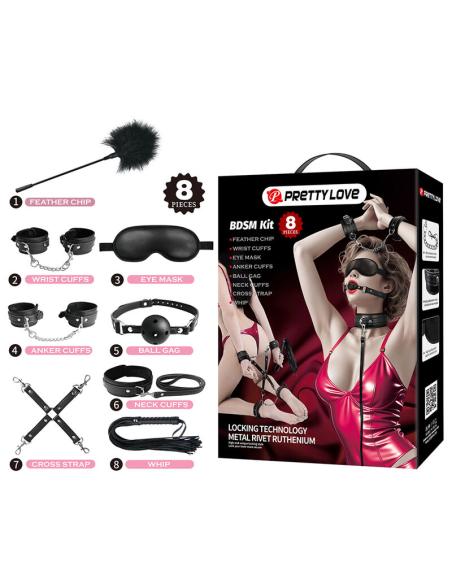 Pretty love - kit bdsm 8 piezas negro