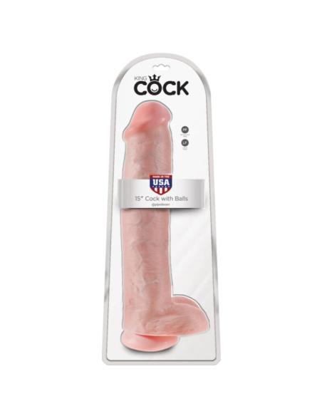 King cock - dildo realista con testículos y ventosa 38 cm color natural