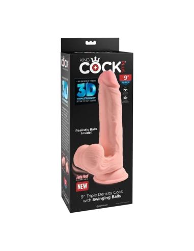 King cock plus - dildo realista triple densidad con testículos oscilantes 23 cm color natural