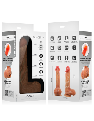 Mr intense - logan dildo vibrador silicona con efecto calor y control remoto 20 cm -ø- 4.1 cm