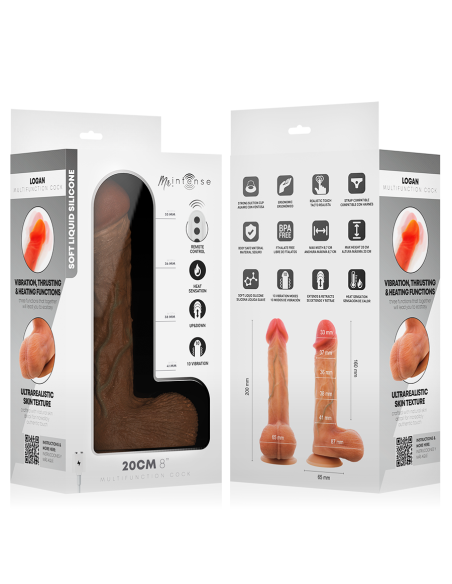 Mr intense - logan dildo vibrador silicona con efecto calor y control remoto 20 cm -ø- 4.1 cm