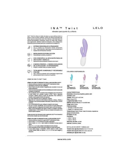 Lelo - ina twist vibrador rabbit punto g y clítoris lavanda