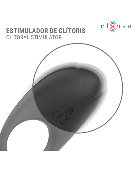 Intense - merlotte anillo vibrador con estimulación de clítoris negro