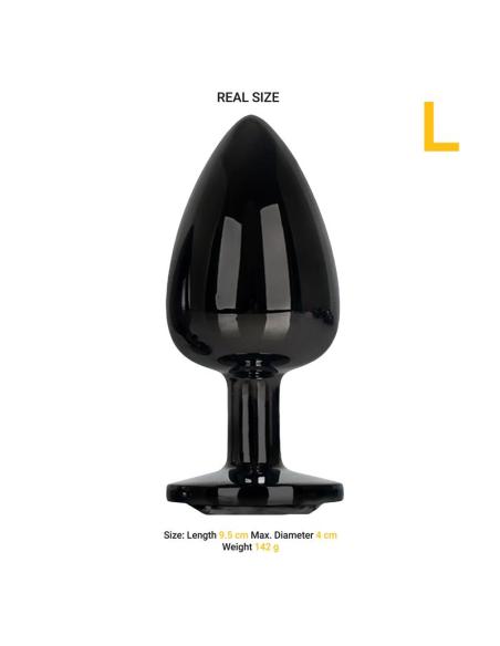 Blackgem Plug Anal Metálico con Joya Negro Talla L