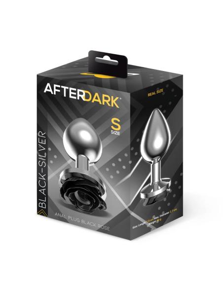 Plug Anal de Metal con Rosa Negra en la Base Talla S