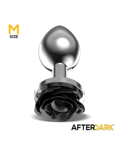 Plug Anal de Metal con Rosa Negra en la Base Talla M