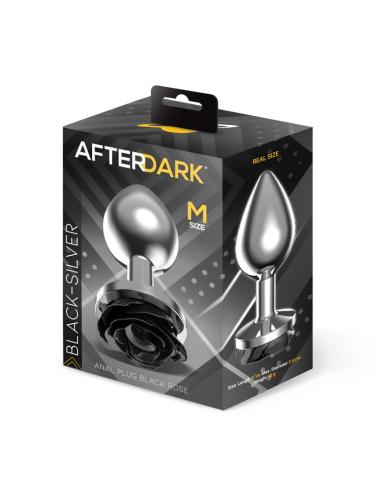 Plug Anal de Metal con Rosa Negra en la Base Talla M
