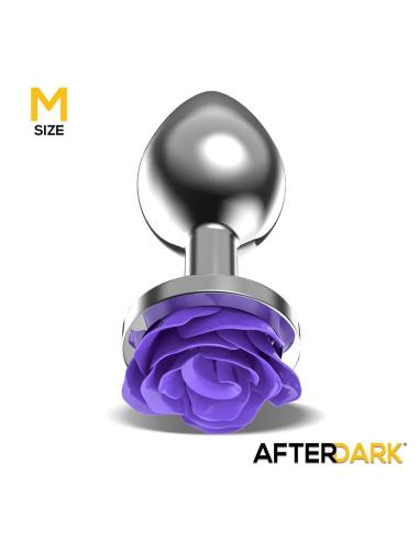 Plug Anal de Metal con Rosa Púrpura en la Base Talla M