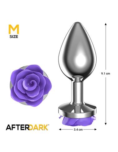 Plug Anal de Metal con Rosa Púrpura en la Base Talla M