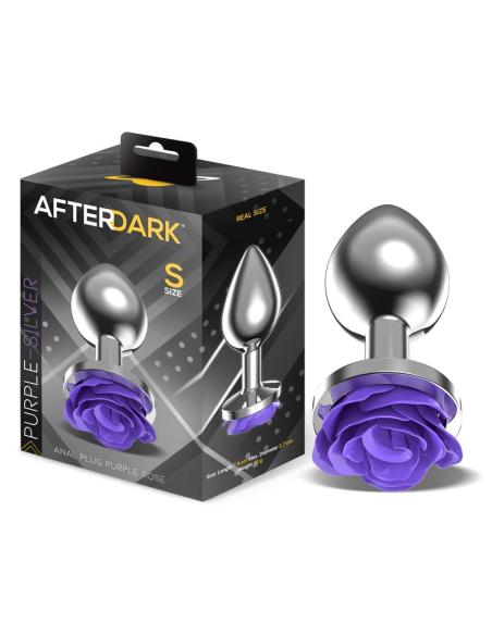 Plug Anal de Metal con Rosa Púrpura en la Base Talla S