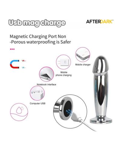 Sarmy Plug Anal Cromado con Vibración USB Magnético Talla S