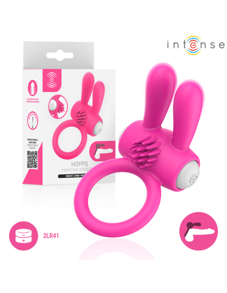 Intense - hopps anillo para pene vibrador con estimulación clitoriana rosa