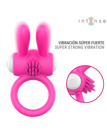 Intense - hopps anillo para pene vibrador con estimulación clitoriana rosa