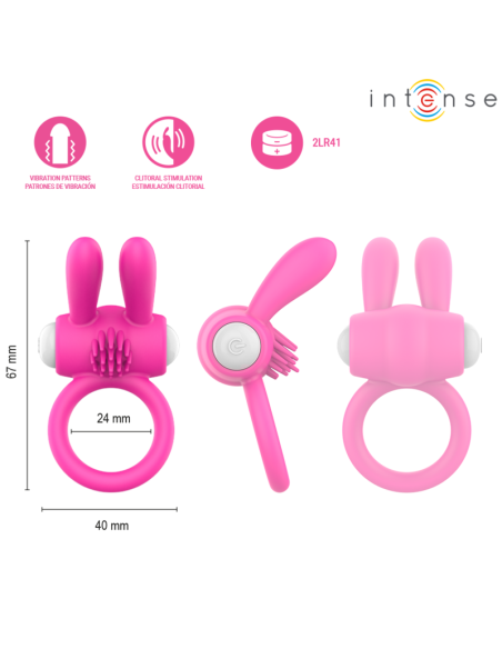 Intense - hopps anillo para pene vibrador con estimulación clitoriana rosa