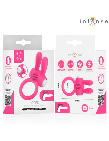 Intense - hopps anillo para pene vibrador con estimulación clitoriana rosa