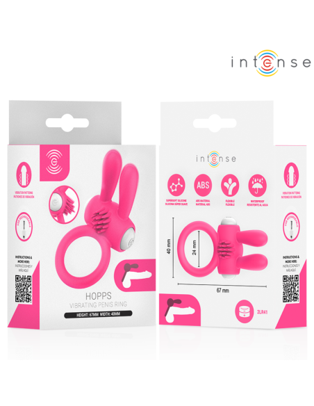 Intense - hopps anillo para pene vibrador con estimulación clitoriana rosa