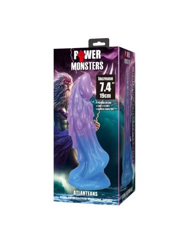 Power monsters - atlanteans dildo realístico con ventosa 19 cm ø 5 cm azul y morado