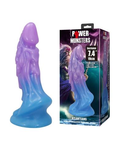 Power monsters - atlanteans dildo realístico con ventosa 19 cm ø 5 cm azul y morado