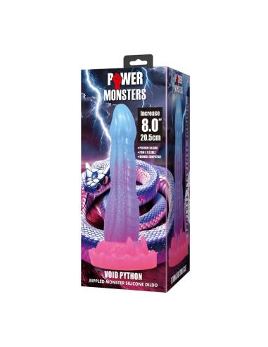 Power monsters - void python dildo fantasía con ventosa 20,5 cm ø 5,2 cm azul, lila y rosa