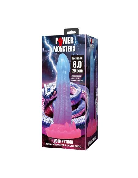 Power monsters - void python dildo fantasía con ventosa 20,5 cm ø 5,2 cm azul, lila y rosa