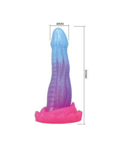Power monsters - void python dildo fantasía con ventosa 20,5 cm ø 5,2 cm azul, lila y rosa