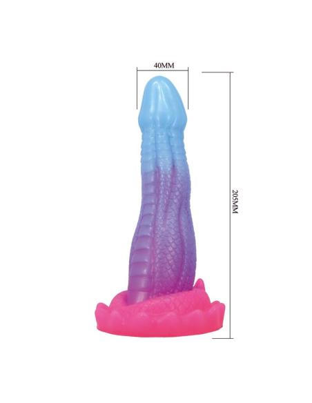 Power monsters - void python dildo fantasía con ventosa 20,5 cm ø 5,2 cm azul, lila y rosa
