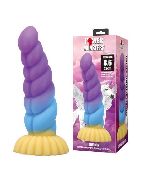 Power monsters - unicorn dildo tricolor 22 cm ø 5 cm