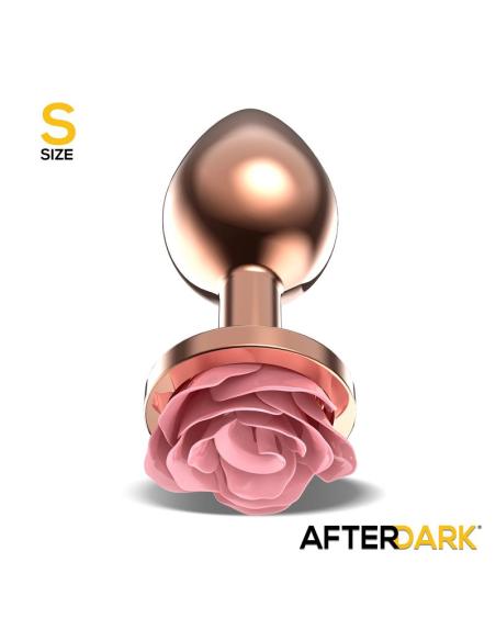 Plug Anal de Metal Oro Rosa con Rosa Rosa en la Base Talla S