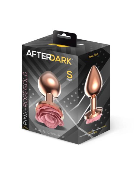 Plug Anal de Metal Oro Rosa con Rosa Rosa en la Base Talla S